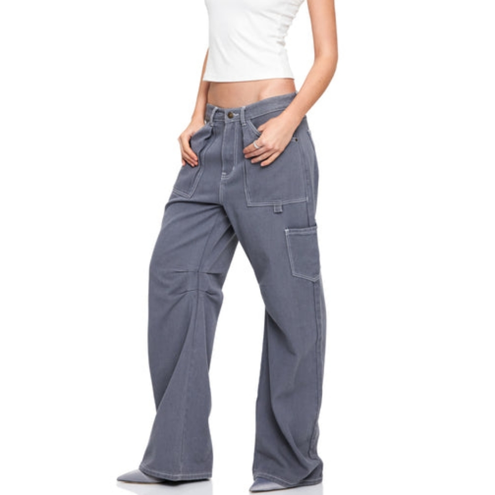 Lioness Miami Vice Pant - Slate - Oversized Denim Cargo BNWT sz Large Grunge Sk8